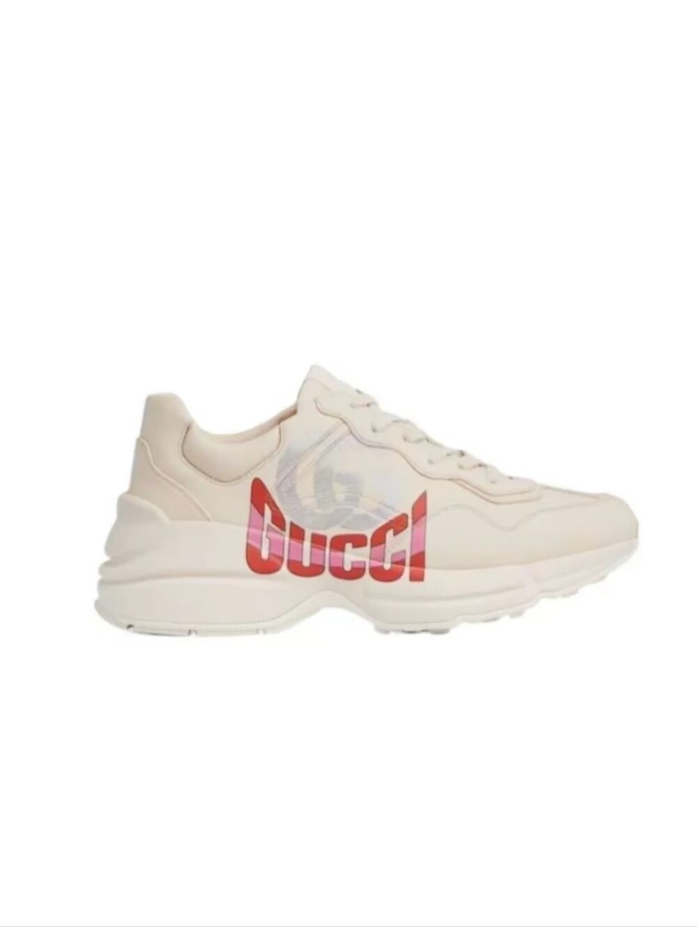 $1,080 GUCCI Rython GG Logo Ivory Leather Sneakers EU 42 US 12 BNIB